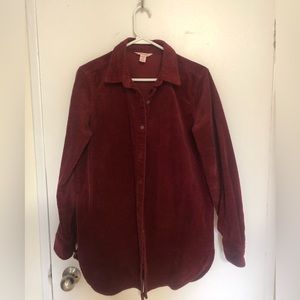 Burgundy relaxed fit corduroy button up